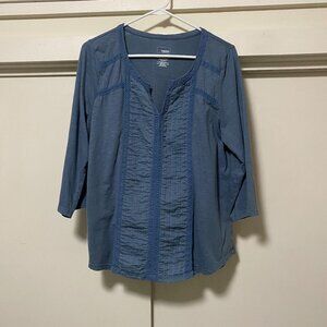 Sonoma, 3/4 length sleeve, chambre Boho blouse w/gathered front, size XL